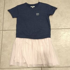 DKNY Girls Sweatshirt Dress With Tulle Skirt Size Large